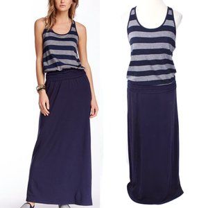 TART Navy Blue & Gray French Terry “Delphine” Racerback Maxi Dress Size M